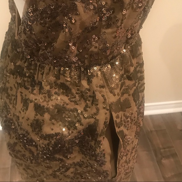 BCBG Maxazria Gold Sequin Strapless Dress NWT - Picture 5 of 7